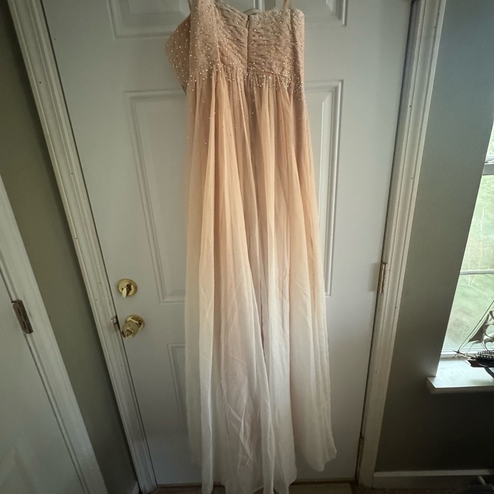 Elegant Peach ombré beaded Evening Gown - Picture 4 of 13